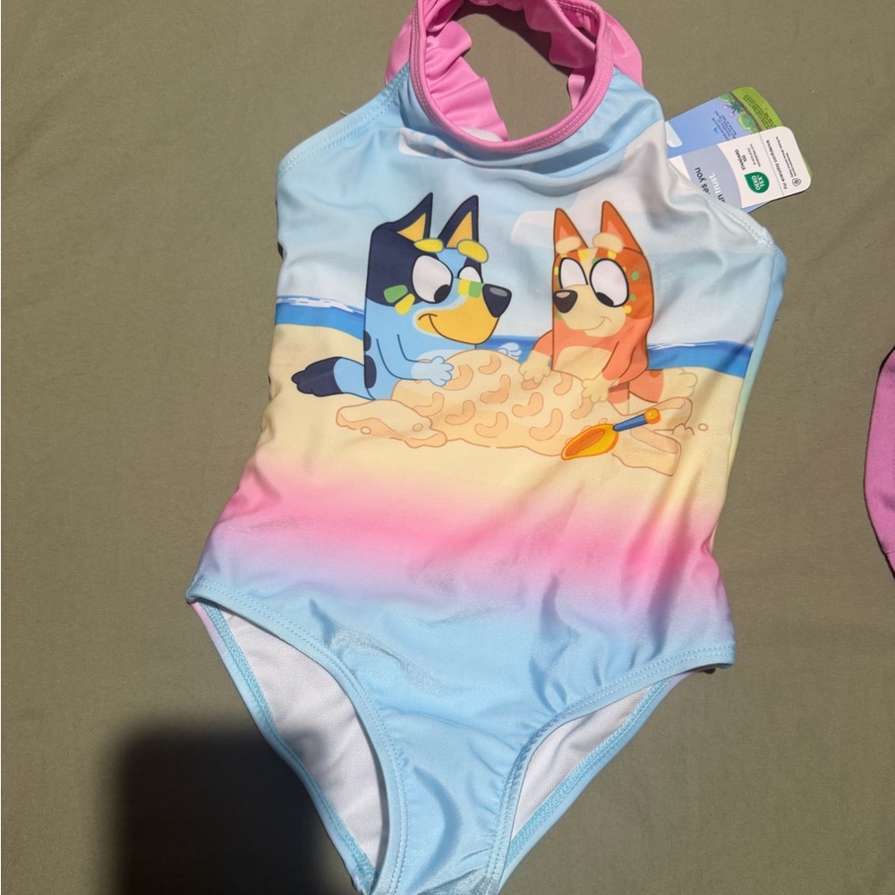 Bluey Girls Blue & Pink Ombre One-Piece Swimsuit